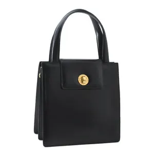Black Leather Handle Bag