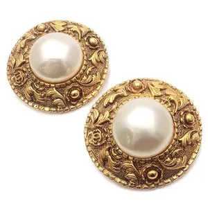 CHANEL - Gold Logo Earrings