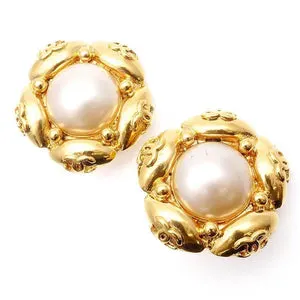 CHANEL - Gold Logo Earrings